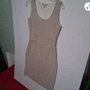 Banana Republic Women’s Brown White Stripe Dress Sz 2 Sleeveless Scoop Neck‎ E24